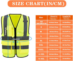 aokway High Reflective Multi-Pocket Overalls High Visibility Zipper Front Safety Vest With Reflective Strips