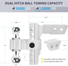 aokway Adjustable Trailer Hitches Heavy Duty Aluminum Weatherproof Double Anti-Theft Locking Hitch Pin