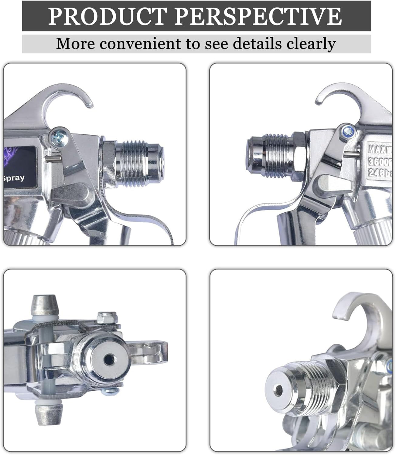 aokway Airless Paint Spray Gun High Pressure 3600 PSI 517 TIP 1/4 Inch Swivel Joint Paint Spray