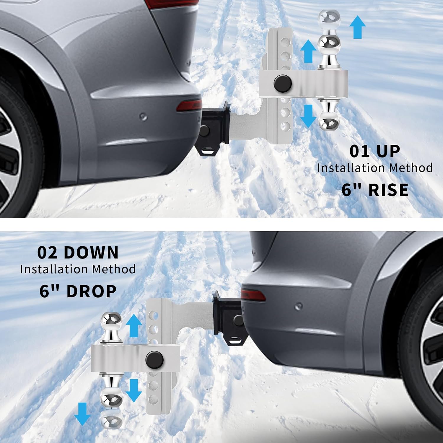 aokway Adjustable Trailer Hitches Heavy Duty Aluminum Weatherproof Double Anti-Theft Locking Hitch Pin